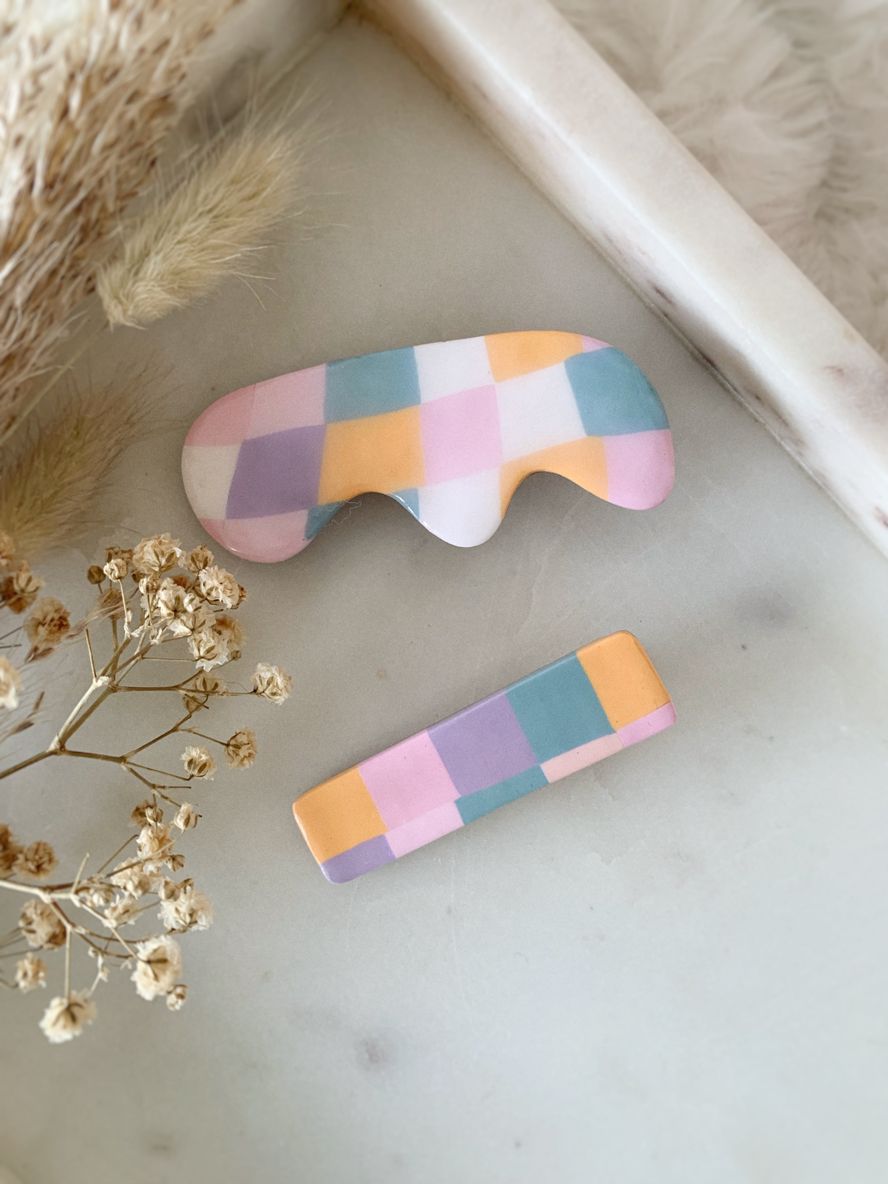 LIMITED EDITION Rectangle Hairclip | Checker